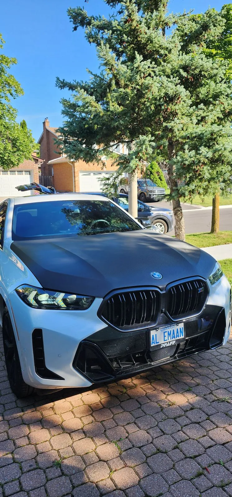BMW carbon-look hood wrap, front view