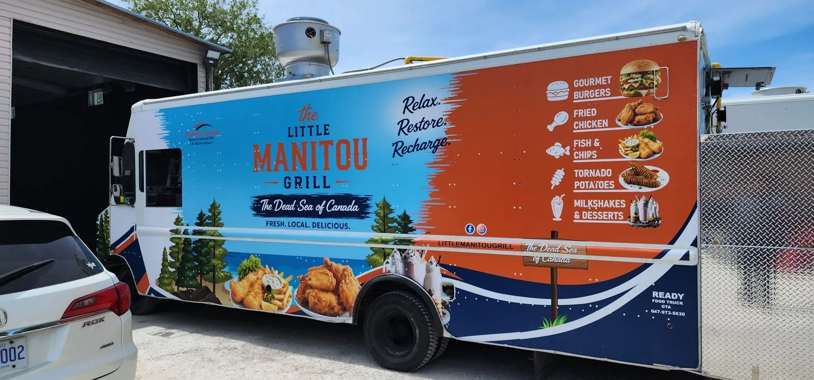 Branding graphics on the Little Manitou Grill food truck